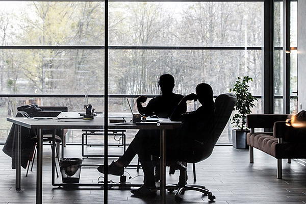 People sitting discussing in an office
